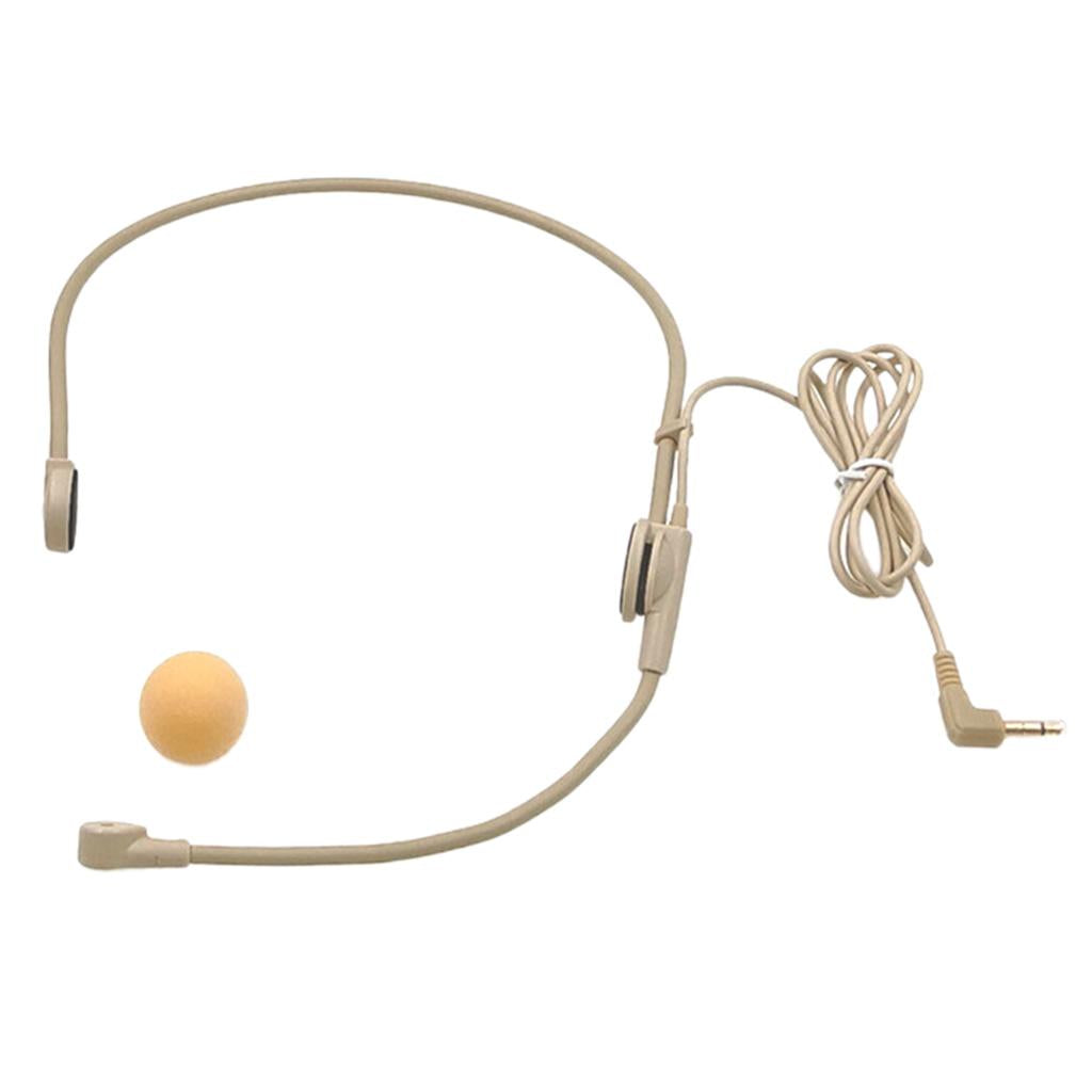 Wired 3.5mm Headset Headworn Microphone Condenser Mic For Tour Guide Black
