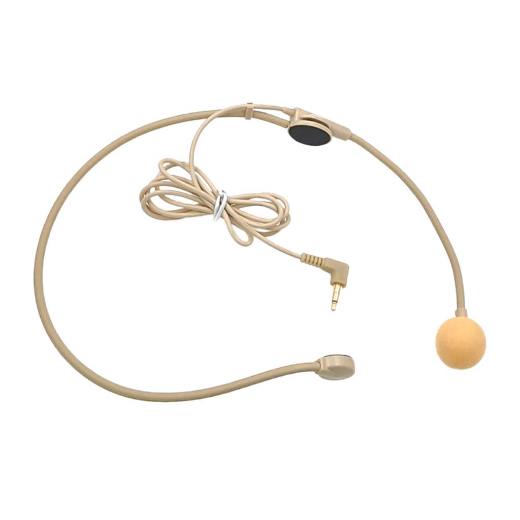 Wired 3.5mm Headset Headworn Microphone Condenser Mic For Tour Guide Black