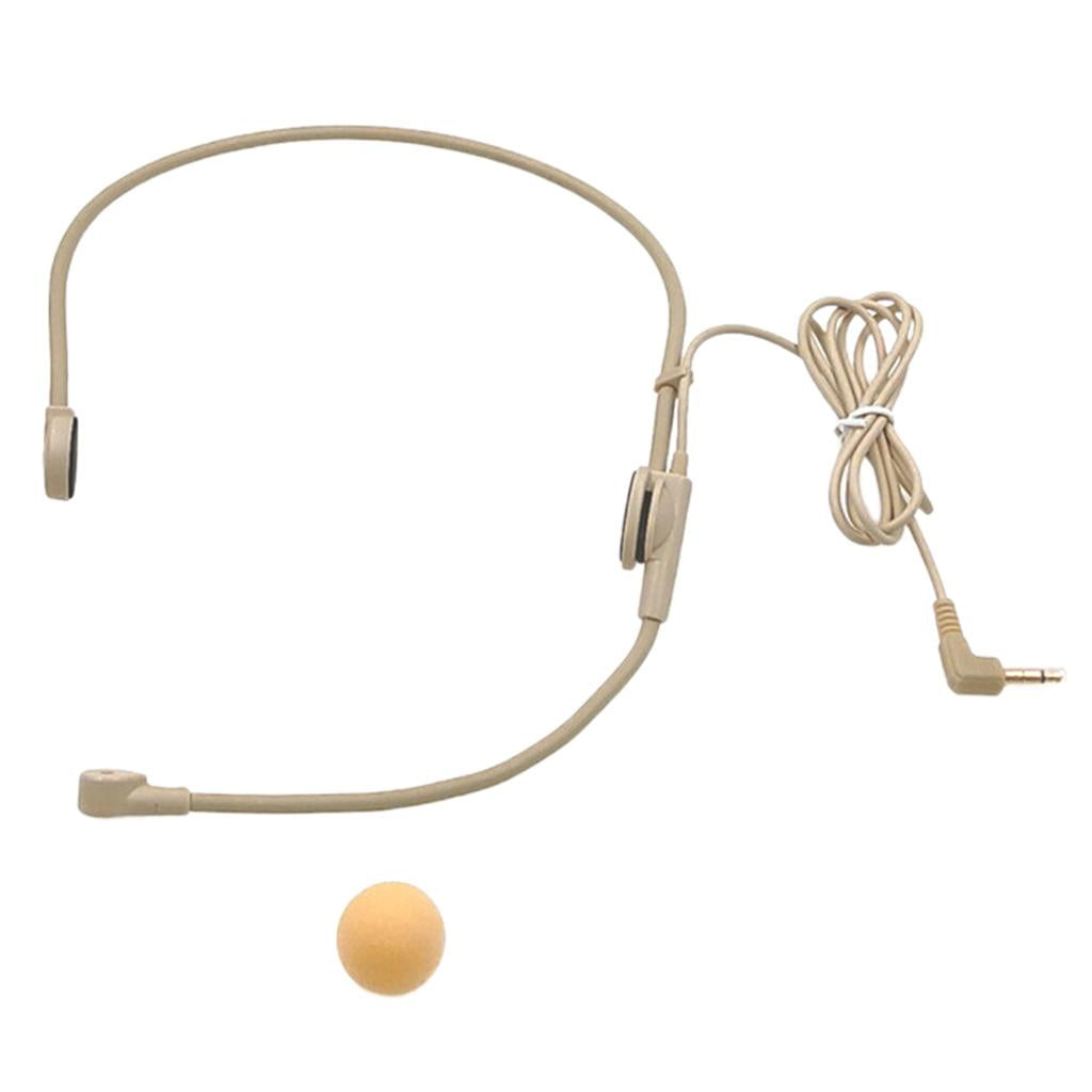 Wired 3.5mm Headset Headworn Microphone Condenser Mic For Tour Guide Black