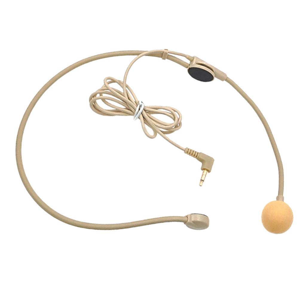 Wired 3.5mm Headset Headworn Microphone Condenser Mic For Tour Guide Black