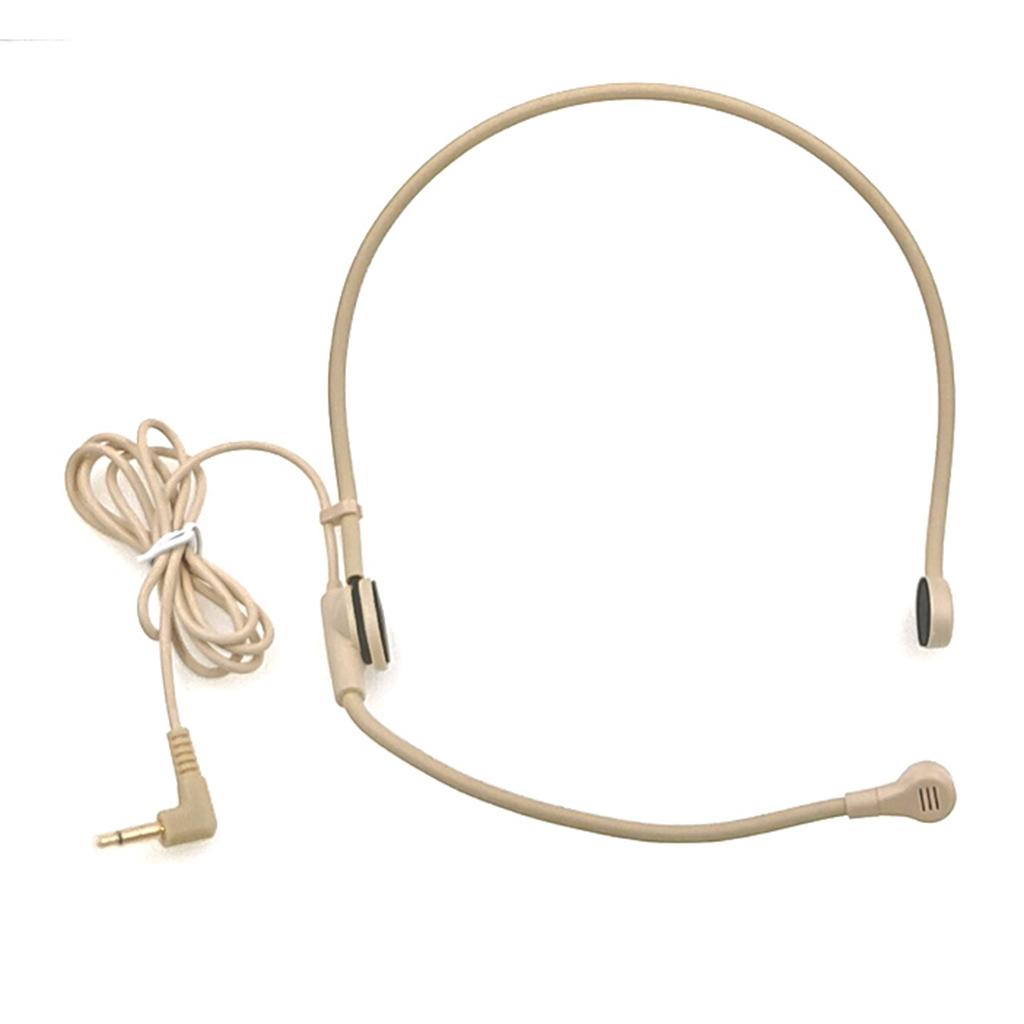 Wired 3.5mm Headset Headworn Microphone Condenser Mic For Tour Guide Black
