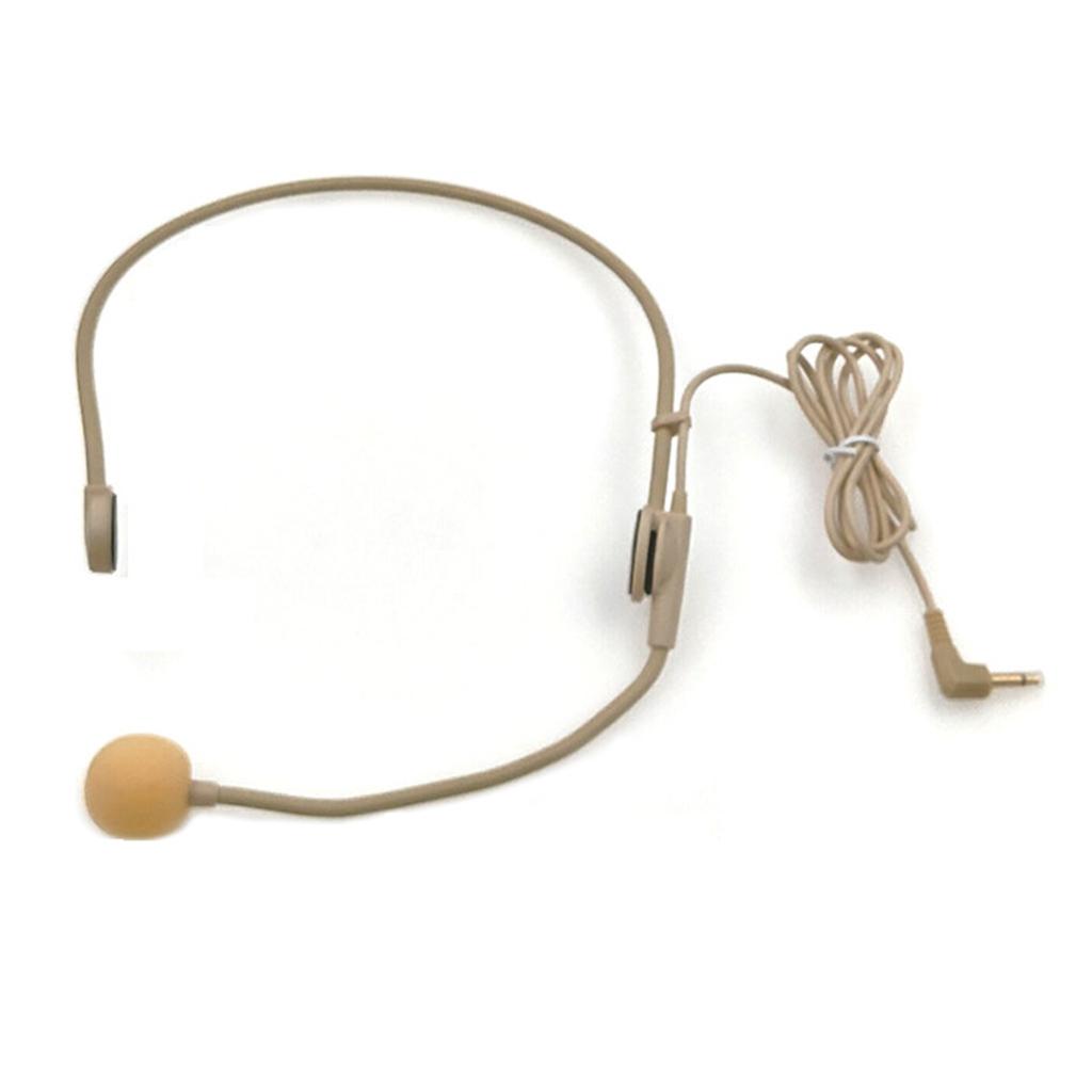 Wired 3.5mm Headset Headworn Microphone Condenser Mic For Tour Guide Black