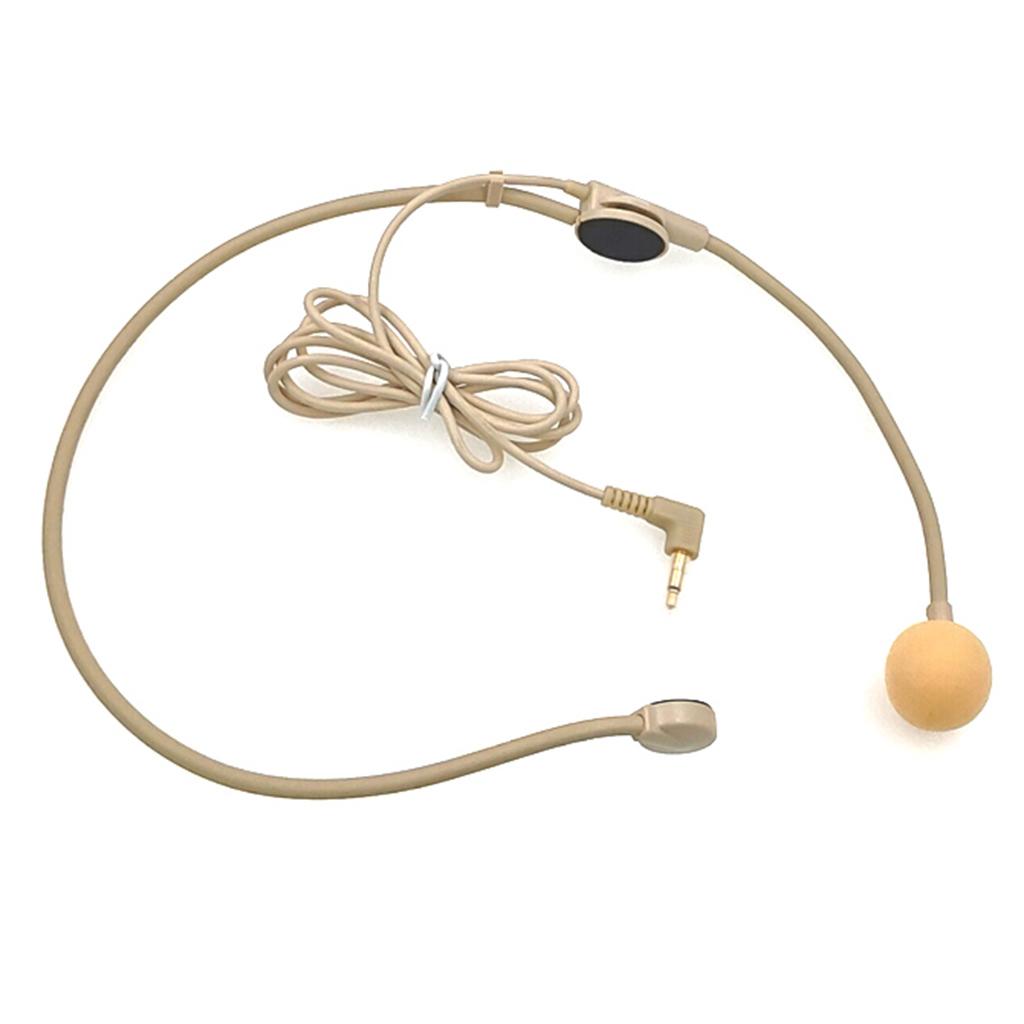 Wired 3.5mm Headset Headworn Microphone Condenser Mic For Tour Guide Black