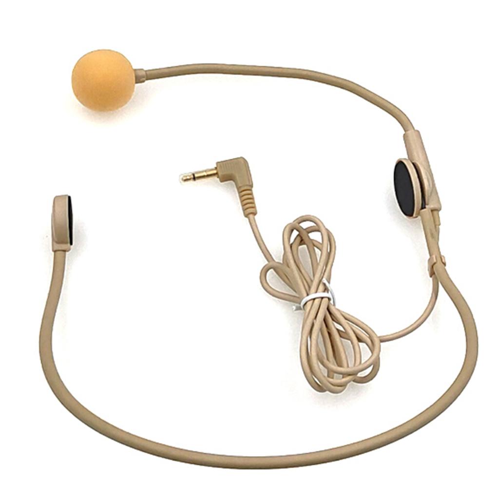Wired 3.5mm Headset Headworn Microphone Condenser Mic For Tour Guide Black