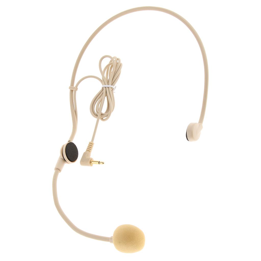Wired 3.5mm Headset Headworn Microphone Condenser Mic For Tour Guide Skin