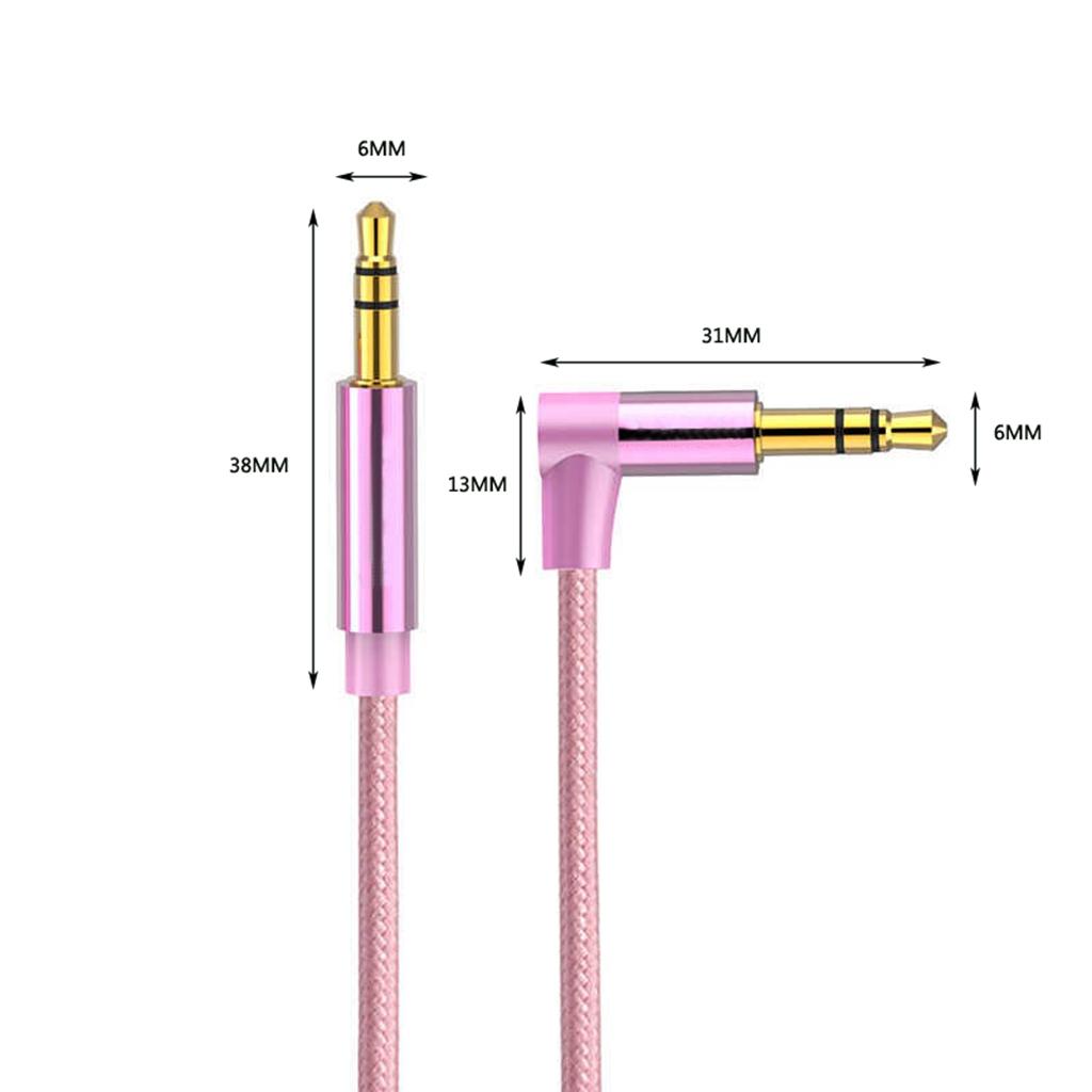 3.5mm Right Angle to Straight Audio Male to Male Stereo Jack Cable Cord 5cm