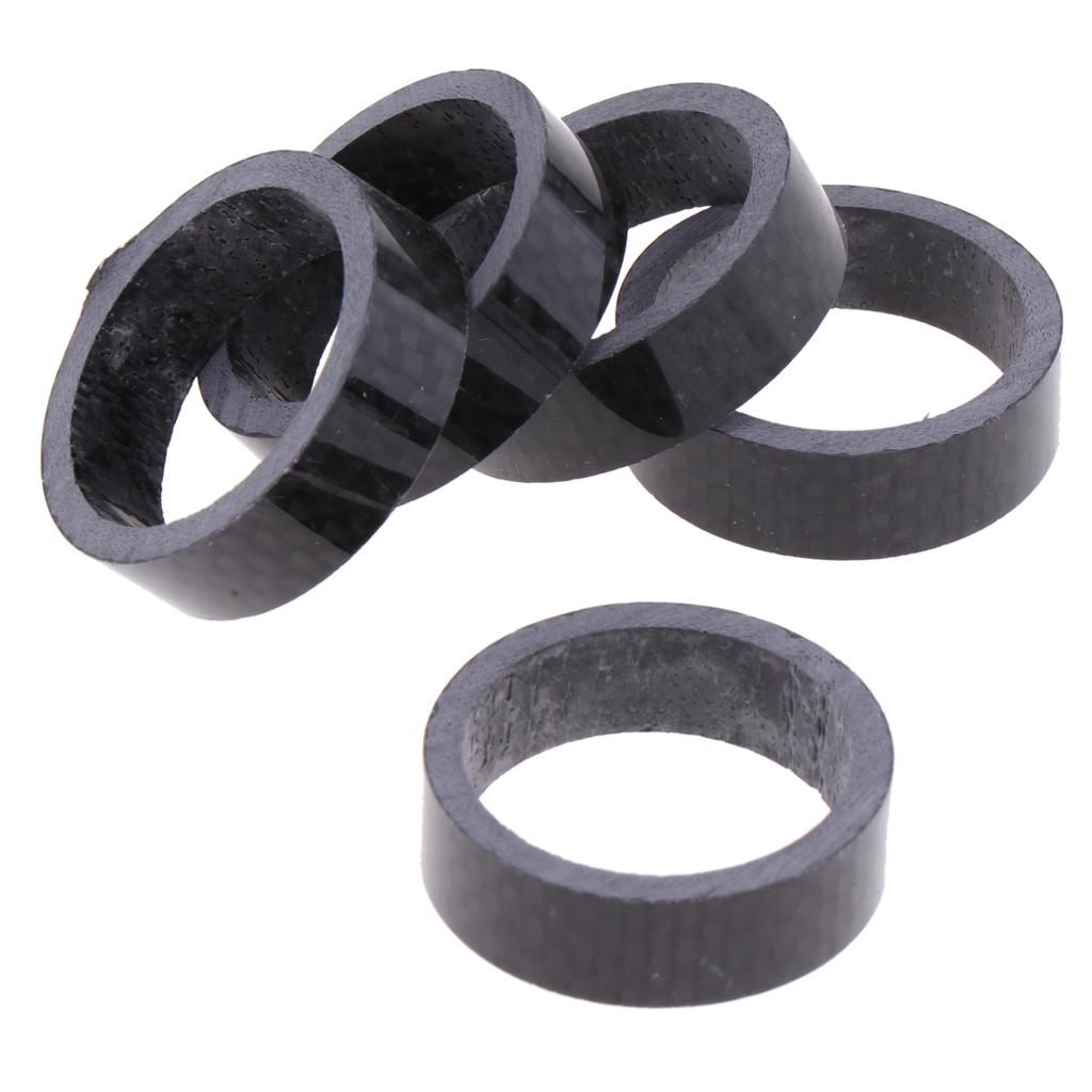 5pcs Bicycle Headset Handlebar Fork Carbon Fiber Spacers Stem Washer Raise