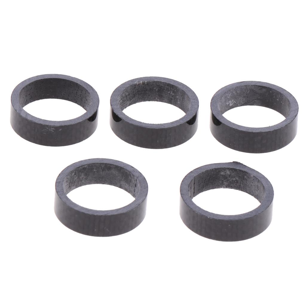 5pcs Bicycle Headset Handlebar Fork Carbon Fiber Spacers Stem Washer Raise