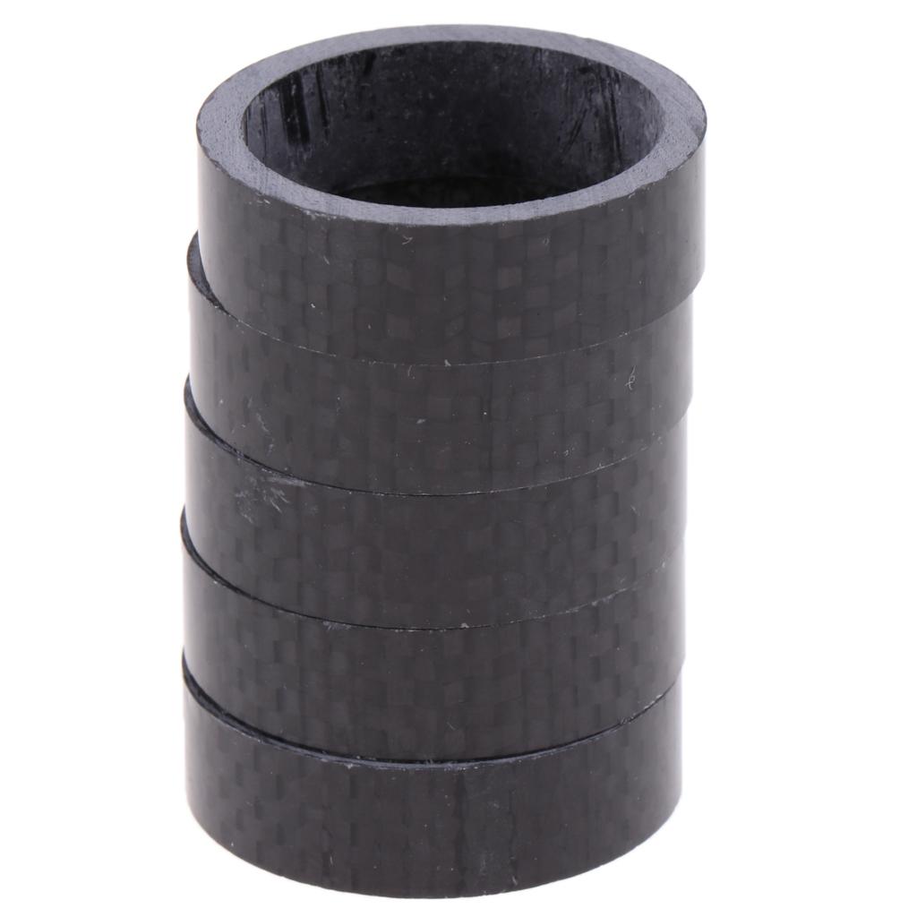 5pcs Bicycle Headset Handlebar Fork Carbon Fiber Spacers Stem Washer Raise