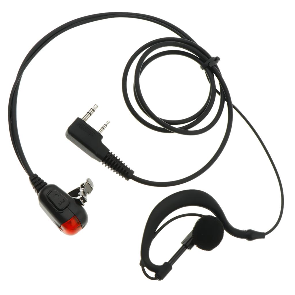 Durable 2 Pins Two Way Earhook Earphone Headset PTT Clip-on Condenser Microphone