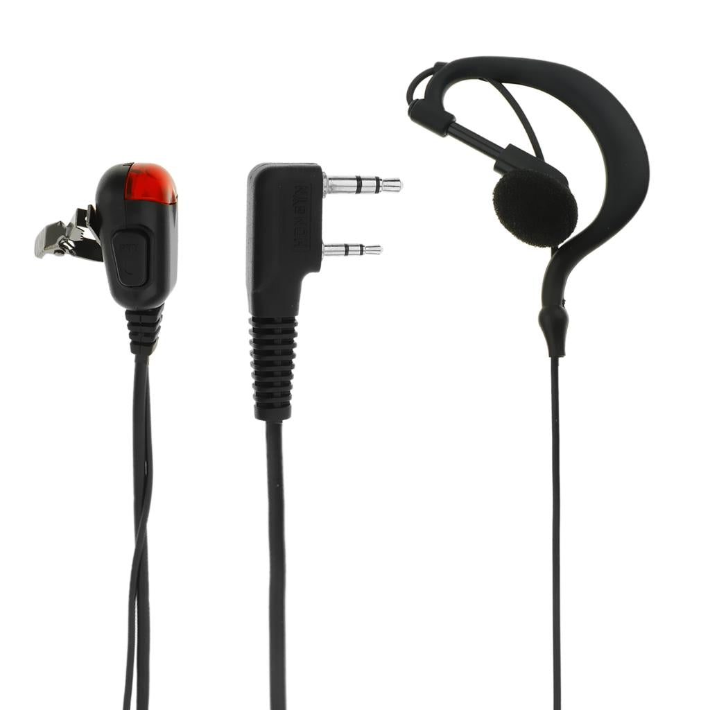 Durable 2 Pins Two Way Earhook Earphone Headset PTT Clip-on Condenser Microphone