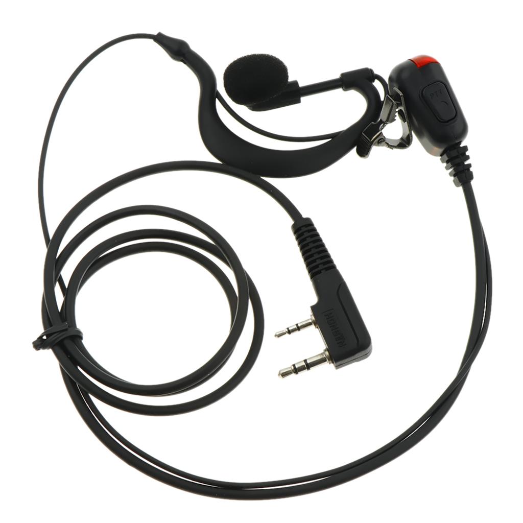 Durable 2 Pins Two Way Earhook Earphone Headset PTT Clip-on Condenser Microphone
