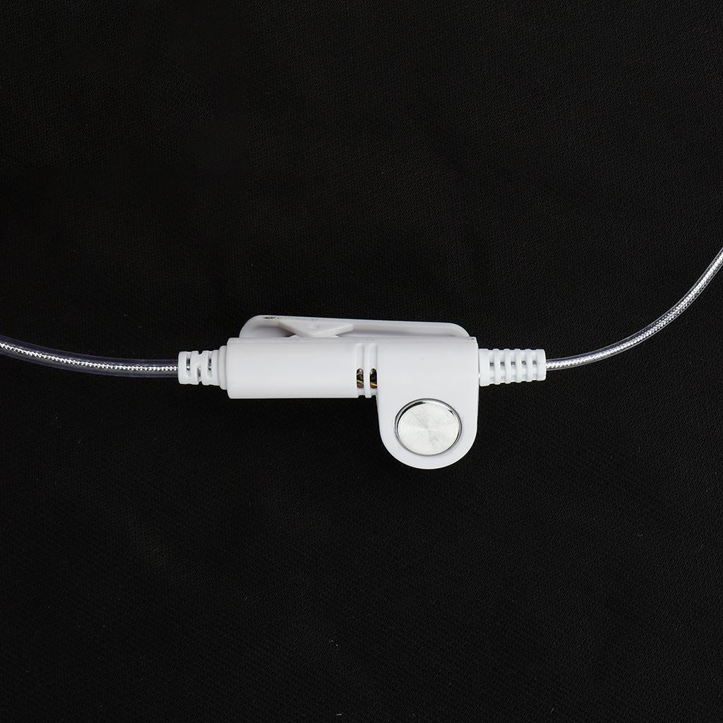 2 Pins Walkie Talkie Earpiece Headset with PTT Mic White