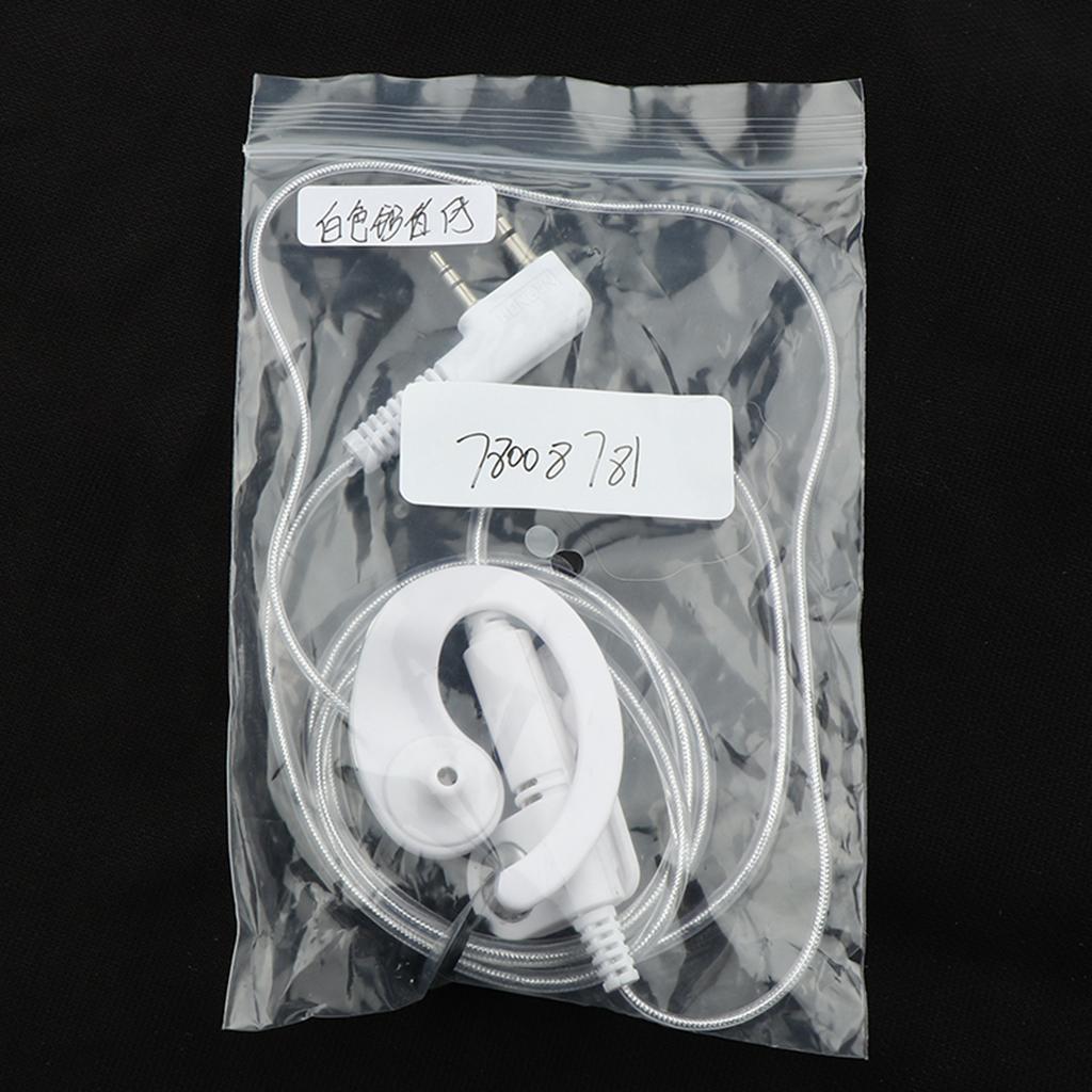 2 Pins Walkie Talkie Earpiece Headset with PTT Mic White