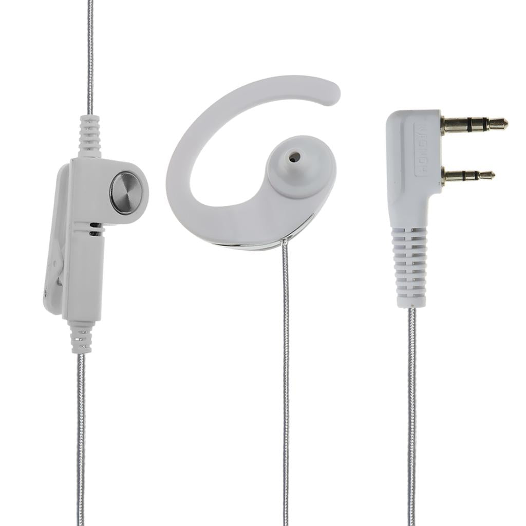 2 Pins Walkie Talkie Earpiece Headset with PTT Mic White