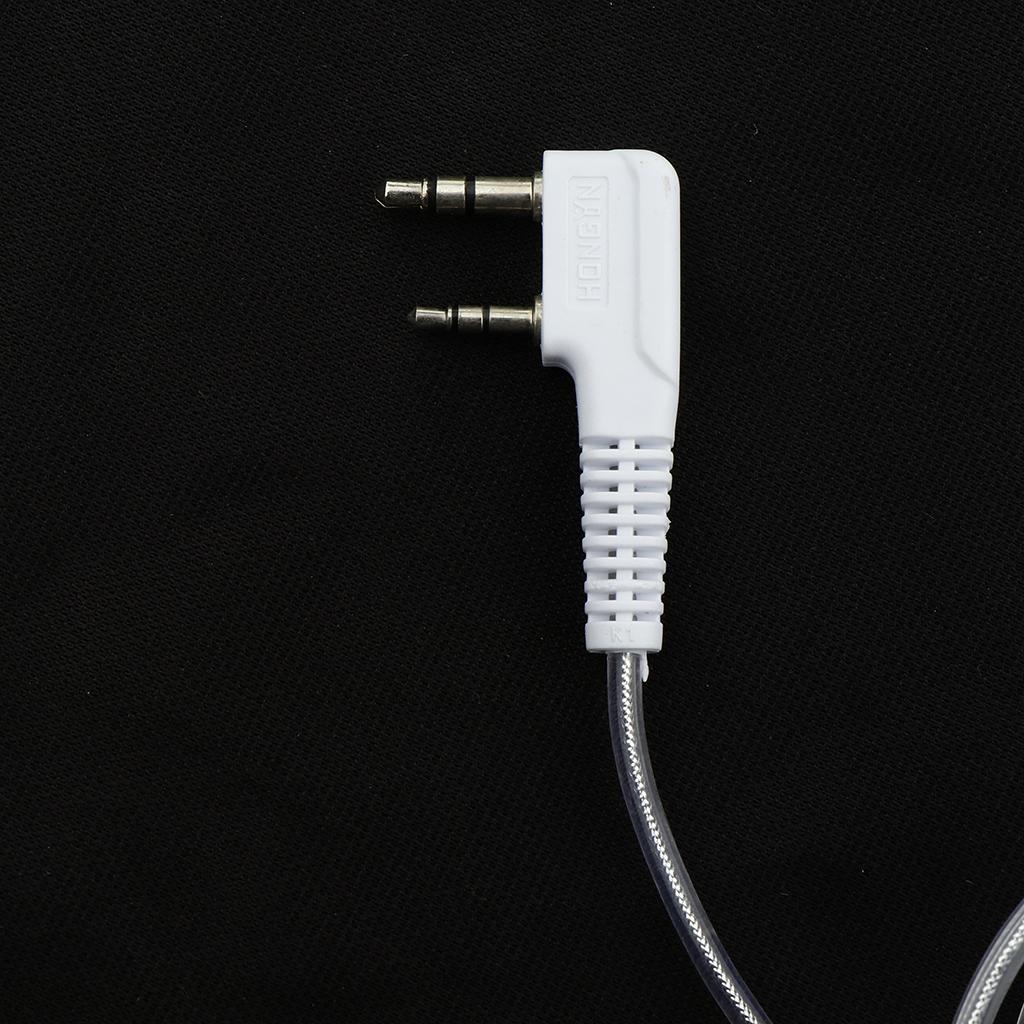 2 Pins Walkie Talkie Earpiece Headset with PTT Mic White