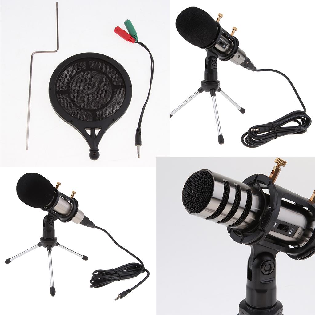 1Set Cardioid Condenser Microphone for Mobile Tablet PC Laptop Karaoke Gray