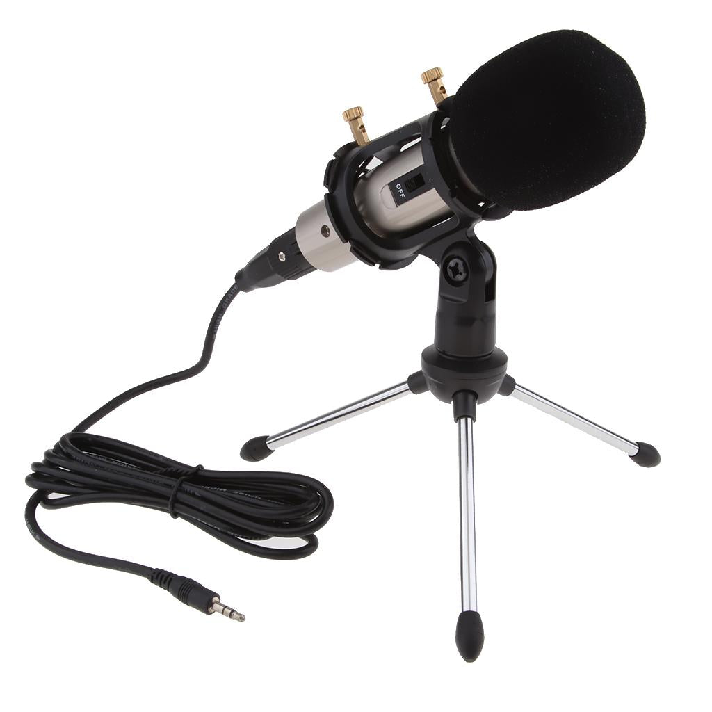 1Set Cardioid Condenser Microphone for Mobile Tablet PC Laptop Karaoke Gray