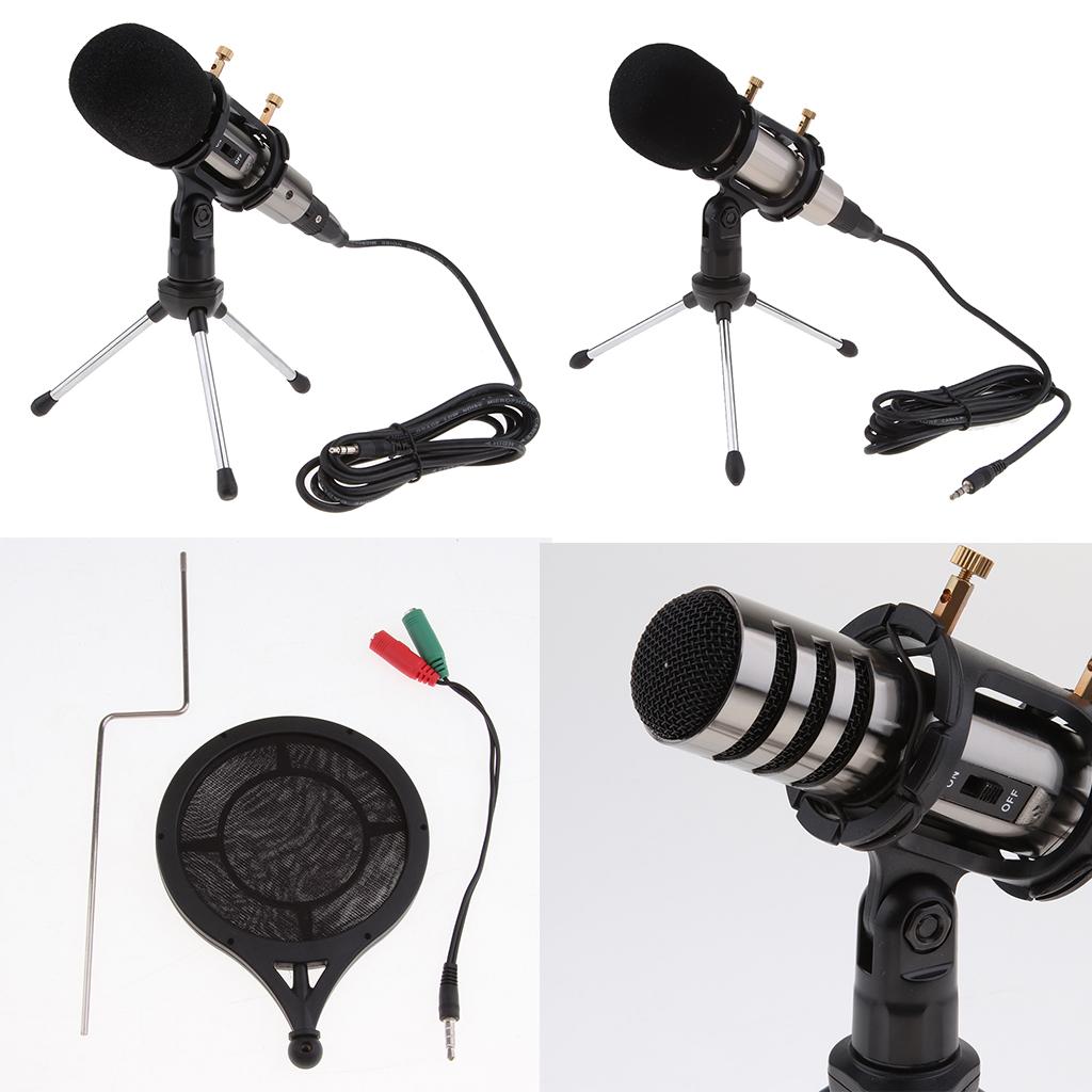 1Set Cardioid Condenser Microphone for Mobile Tablet PC Laptop Karaoke Gray