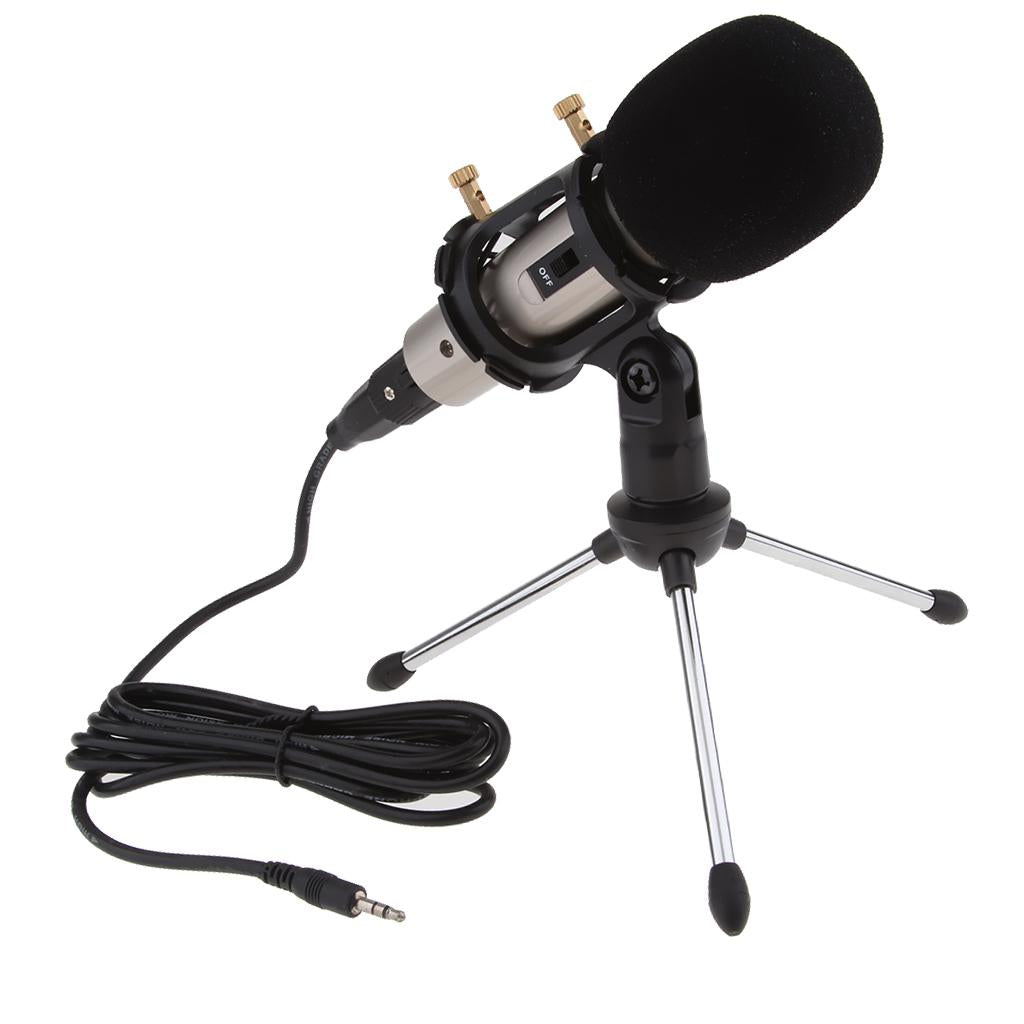 1Set Cardioid Condenser Microphone for Mobile Tablet PC Laptop Karaoke Gray
