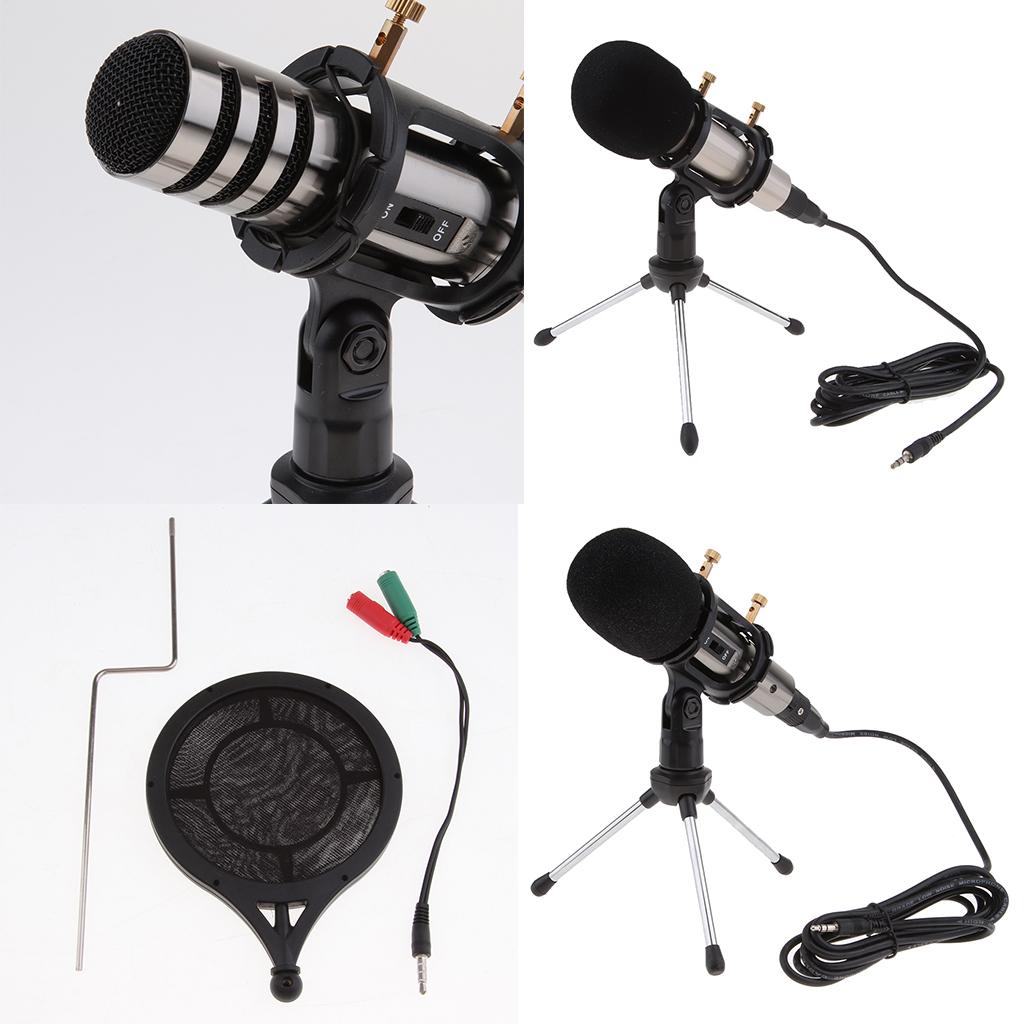 1Set Cardioid Condenser Microphone for Mobile Tablet PC Laptop Karaoke Gray
