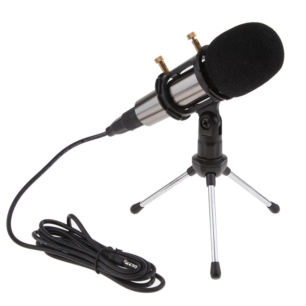 1Set Cardioid Condenser Microphone for Mobile Tablet PC Laptop Karaoke Black