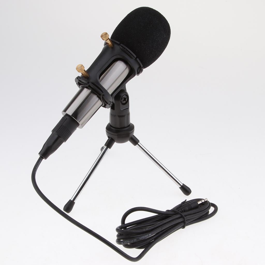 1Set Cardioid Condenser Microphone for Mobile Tablet PC Laptop Karaoke Black