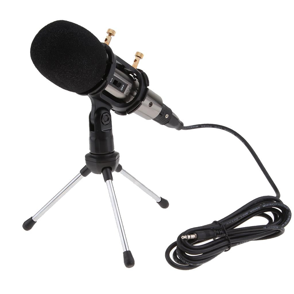 1Set Cardioid Condenser Microphone for Mobile Tablet PC Laptop Karaoke Black