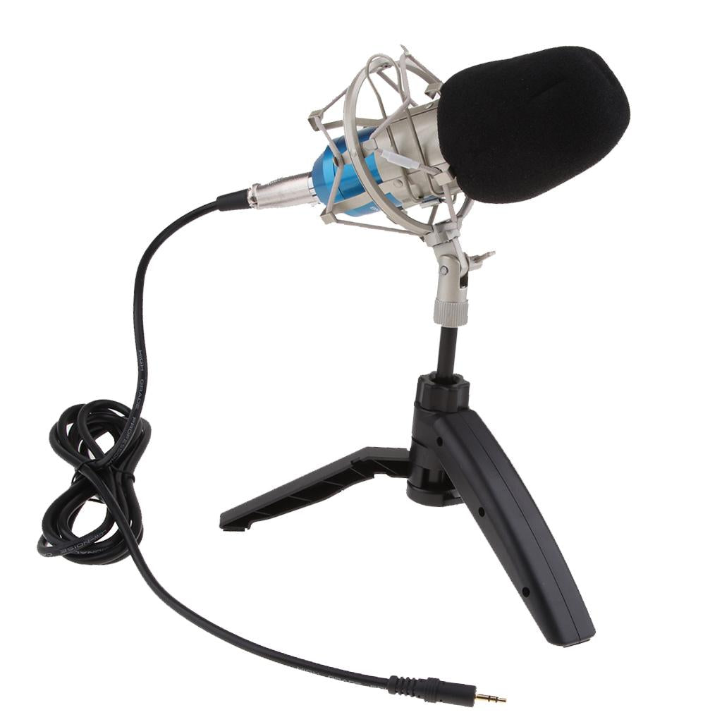 USB Table Studio Condenser Microphone with Tripod Stand Filter Shield Gold