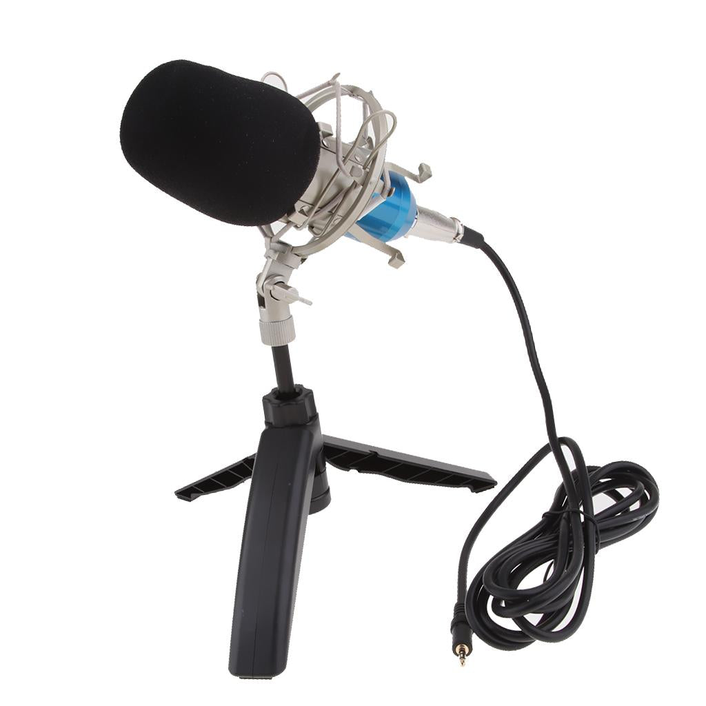 USB Table Studio Condenser Microphone with Tripod Stand Filter Shield Gold