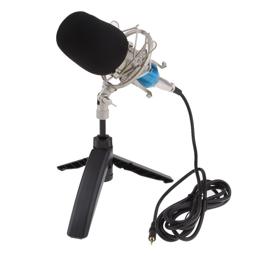 USB Table Studio Condenser Microphone with Tripod Stand Filter Shield Gold