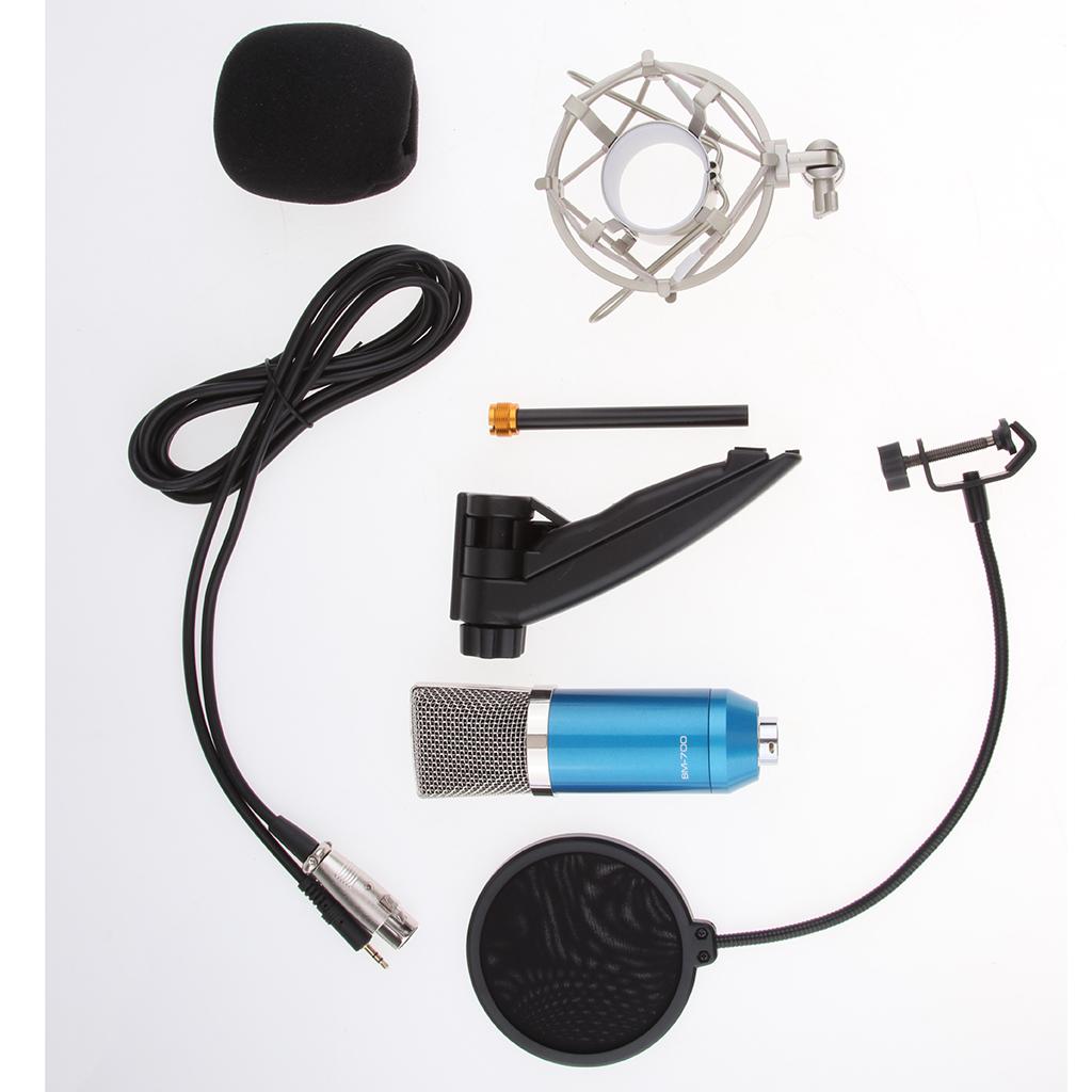 USB Table Studio Condenser Microphone with Tripod Stand Filter Shield Gold