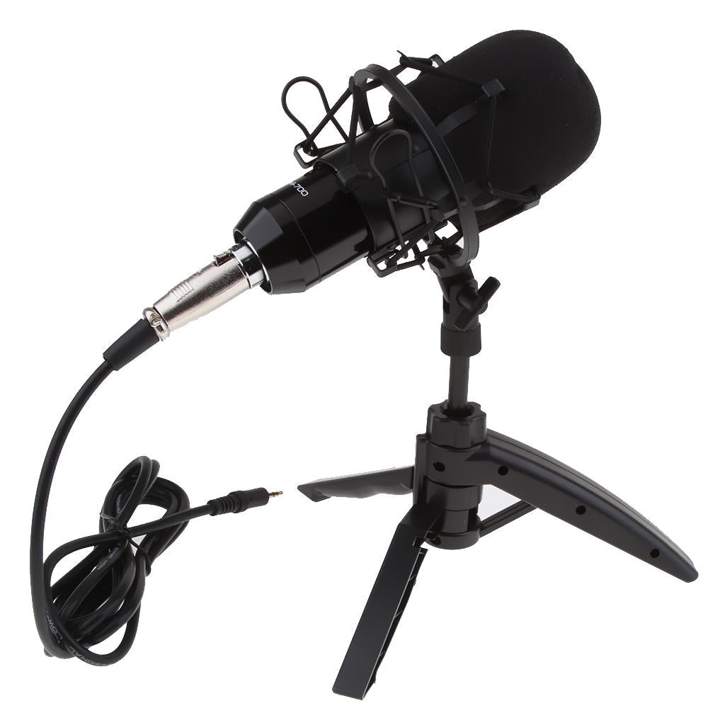 USB Table Studio Condenser Microphone with Tripod Stand Filter Shield Silver
