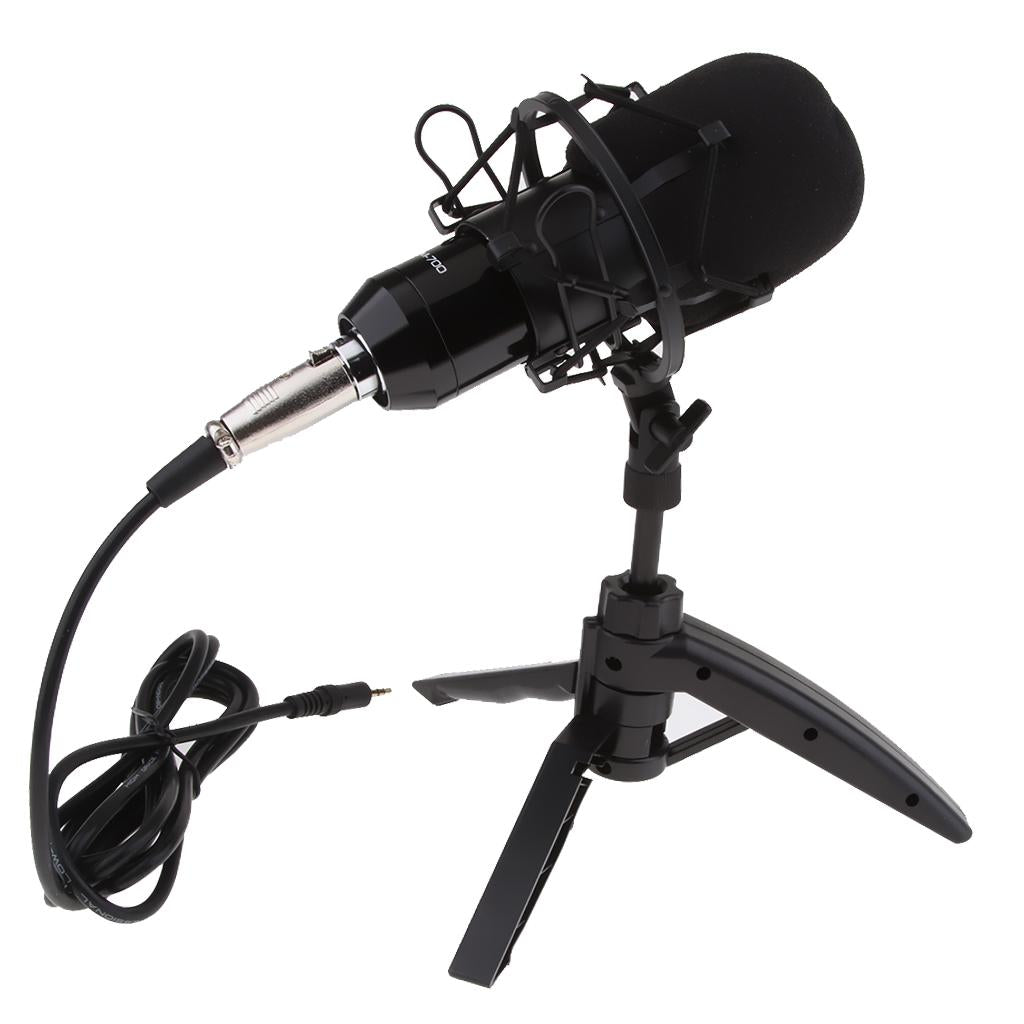 USB Table Studio Condenser Microphone with Tripod Stand Filter Shield Silver