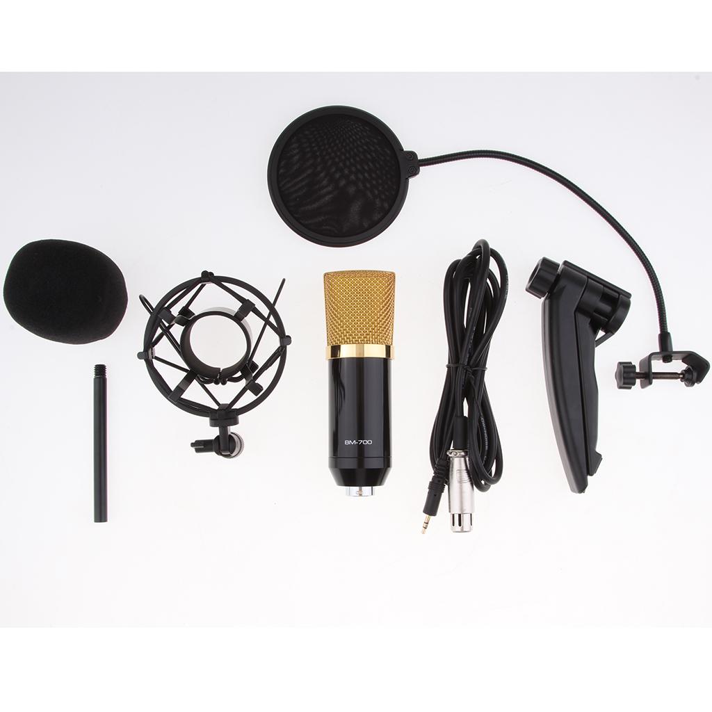 USB Table Studio Condenser Microphone with Tripod Stand Filter Shield Silver