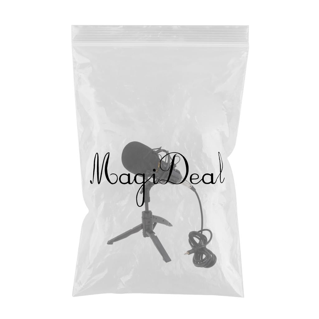 Table Studio Condenser Microphone with Tripod Stand Filter Shield Black