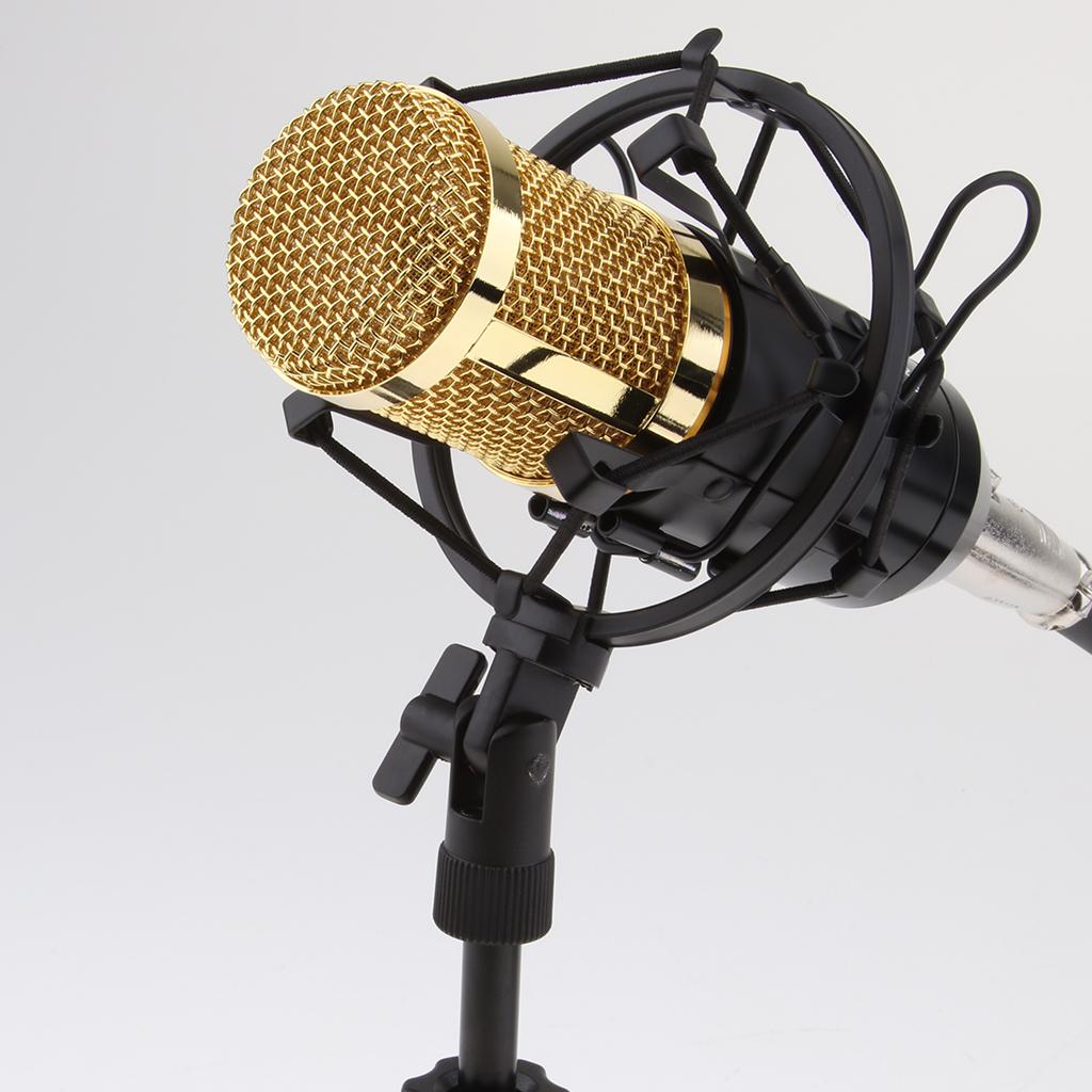 Table Studio Condenser Microphone with Tripod Stand Filter Shield Black