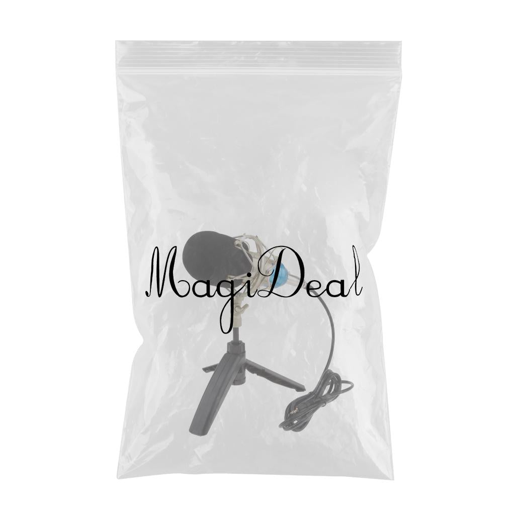 Table Studio Condenser Microphone with Tripod Stand Filter Shield Blue