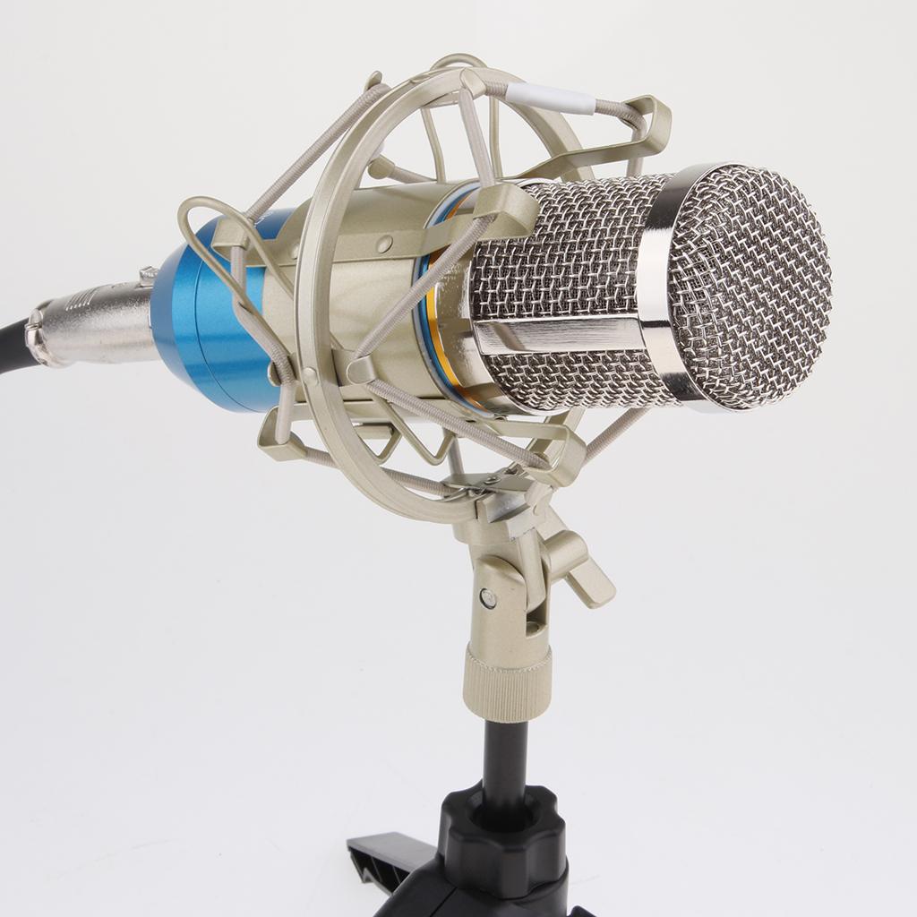 Table Studio Condenser Microphone with Tripod Stand Filter Shield Blue
