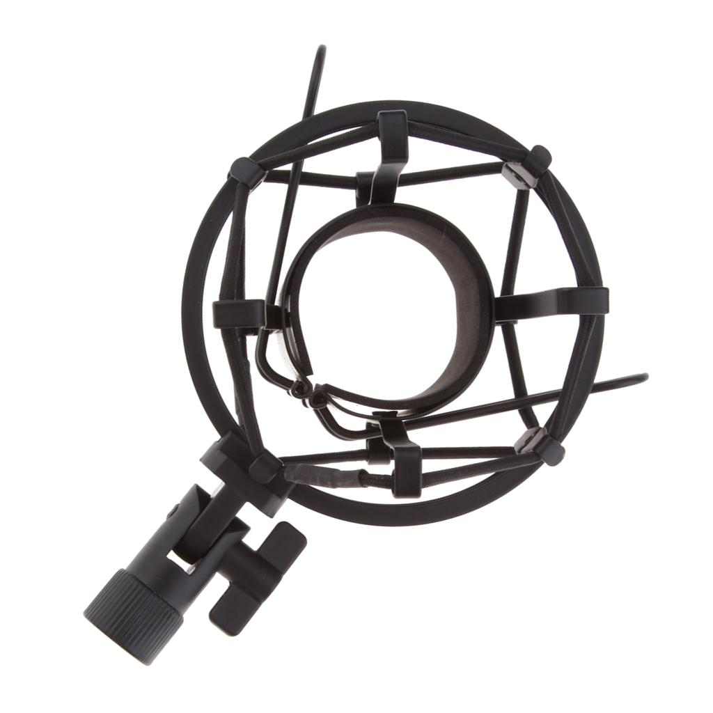 Stainless Steel Microphone  Anti-Vibration Shock Mount  Black-4.5cm
