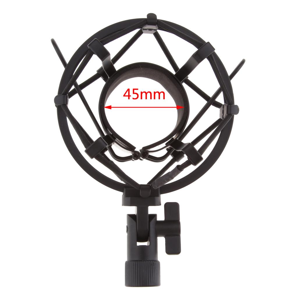 Stainless Steel Microphone  Anti-Vibration Shock Mount  Black-4.5cm