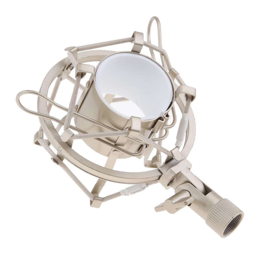 Stainless Steel Microphone  Anti-Vibration Shock Mount  Silver White-4.5cm