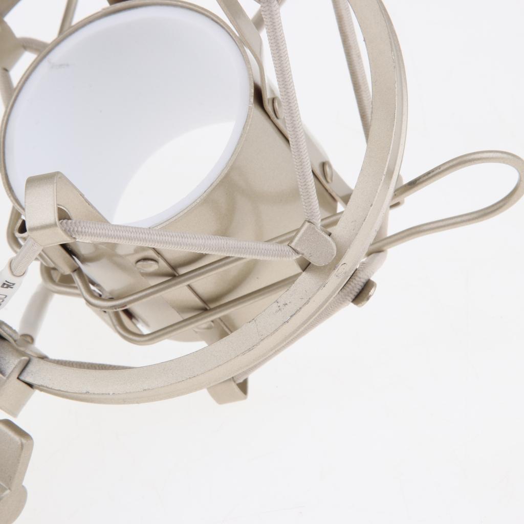 Stainless Steel Microphone  Anti-Vibration Shock Mount  Silver White-4.5cm