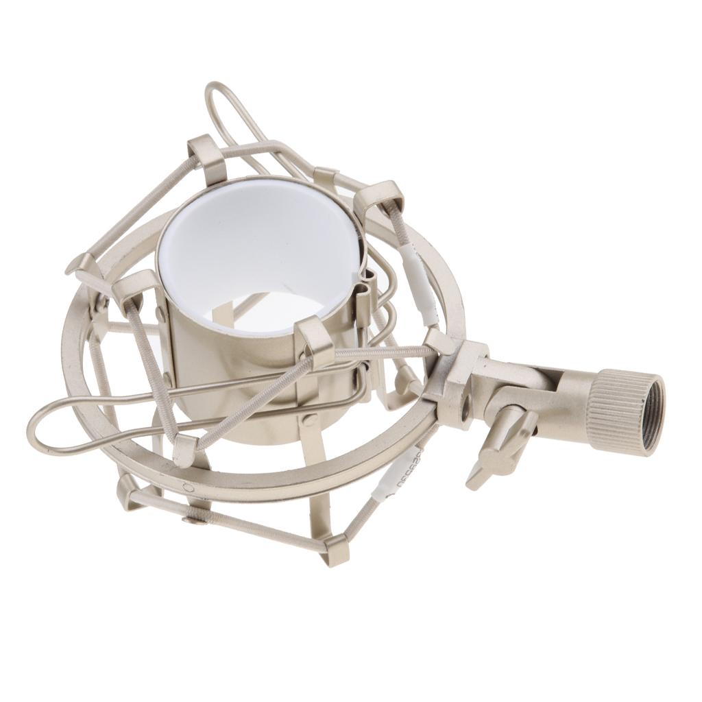 Stainless Steel Microphone  Anti-Vibration Shock Mount  Silver White-4.5cm