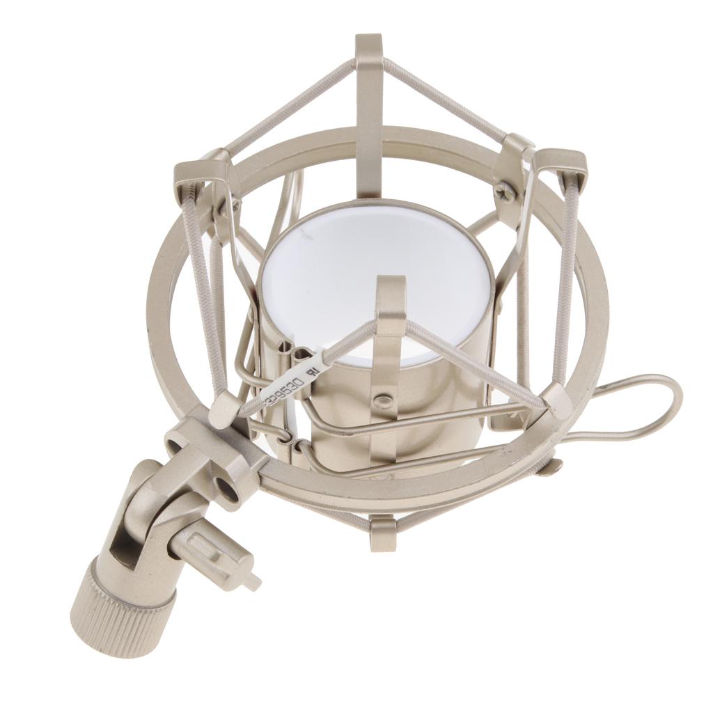 Stainless Steel Microphone  Anti-Vibration Shock Mount  Silver White-4.5cm