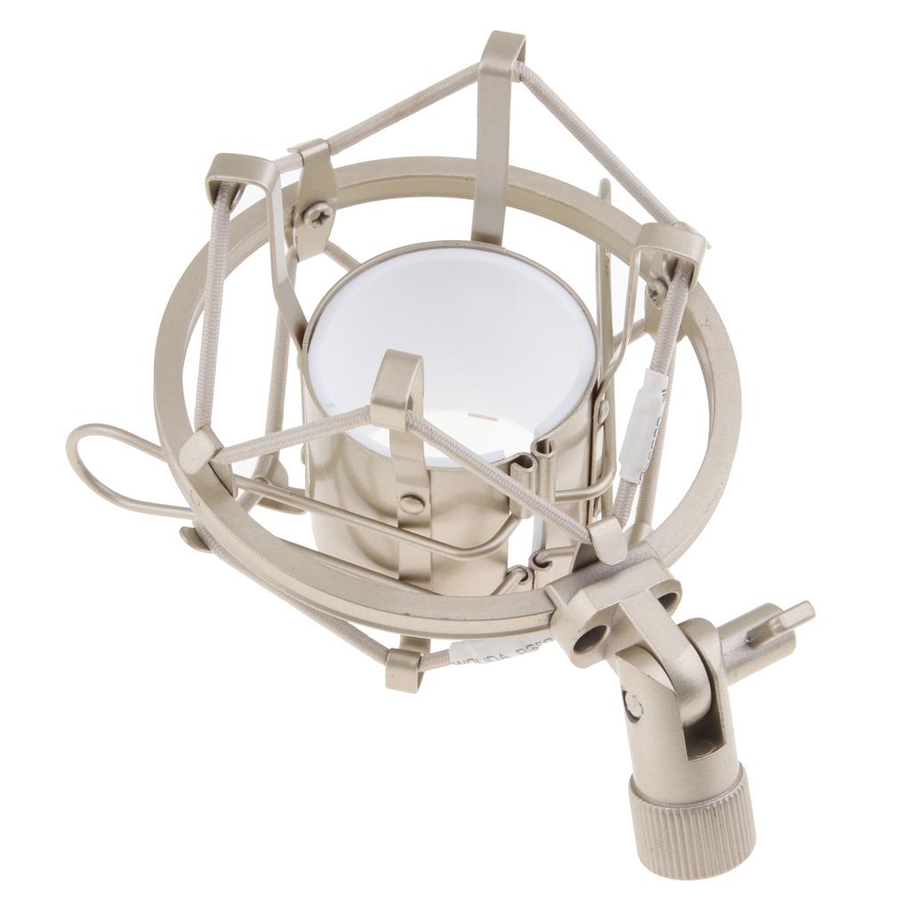 Stainless Steel Microphone  Anti-Vibration Shock Mount  Silver White-4.5cm