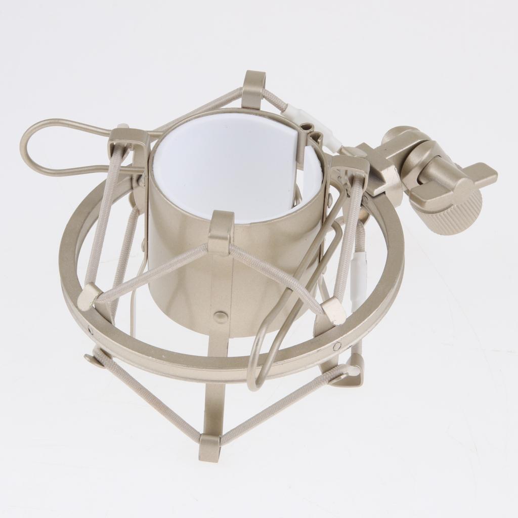 Stainless Steel Microphone  Anti-Vibration Shock Mount  Silver White-4.5cm