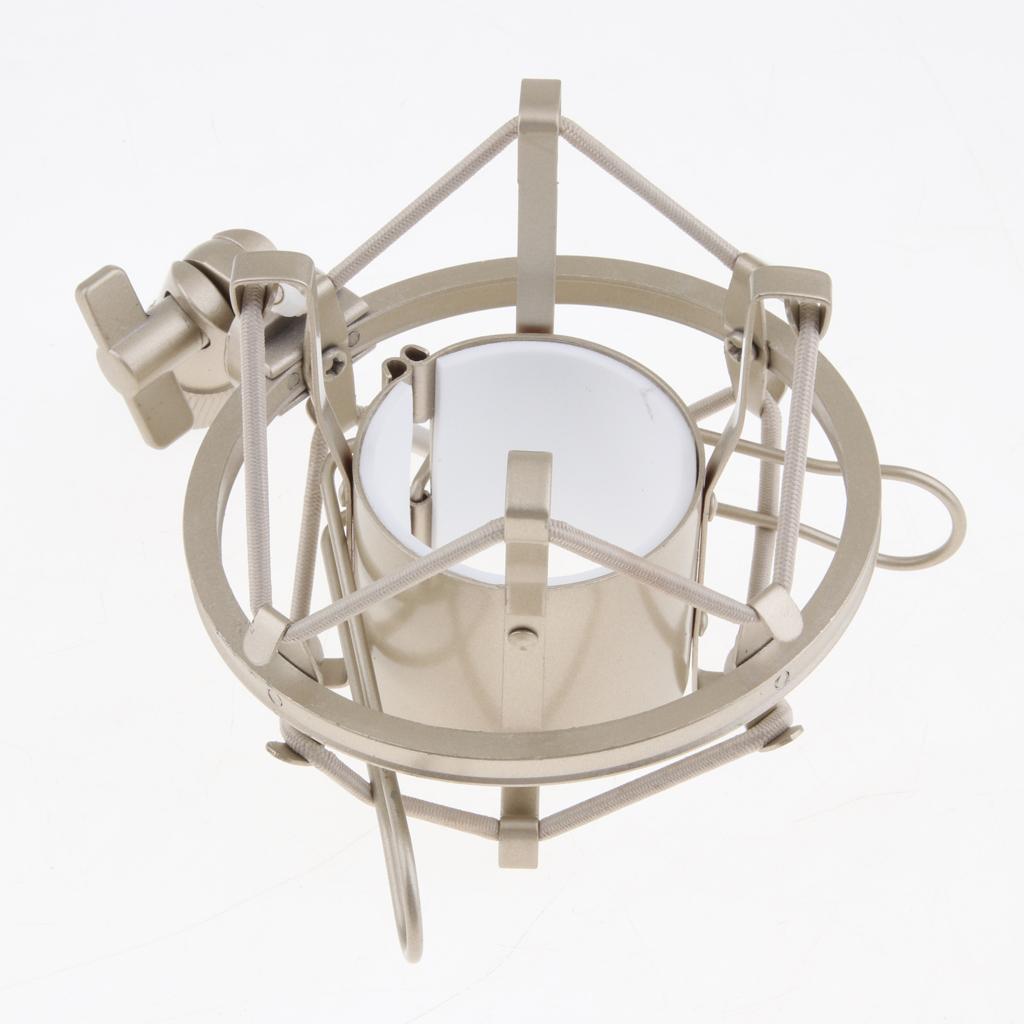 Stainless Steel Microphone  Anti-Vibration Shock Mount  Silver White-4.5cm