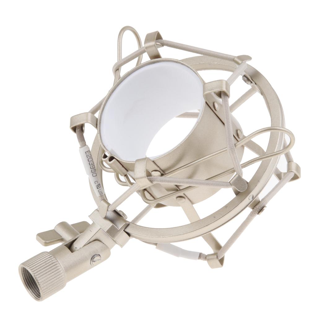 Stainless Steel Microphone  Anti-Vibration Shock Mount  Silver White-5cm