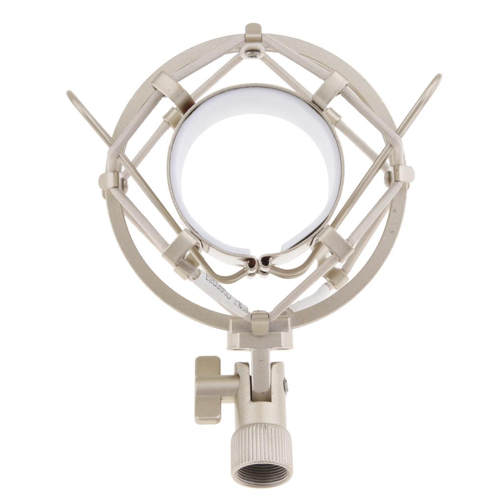Stainless Steel Microphone  Anti-Vibration Shock Mount  Silver White-5cm